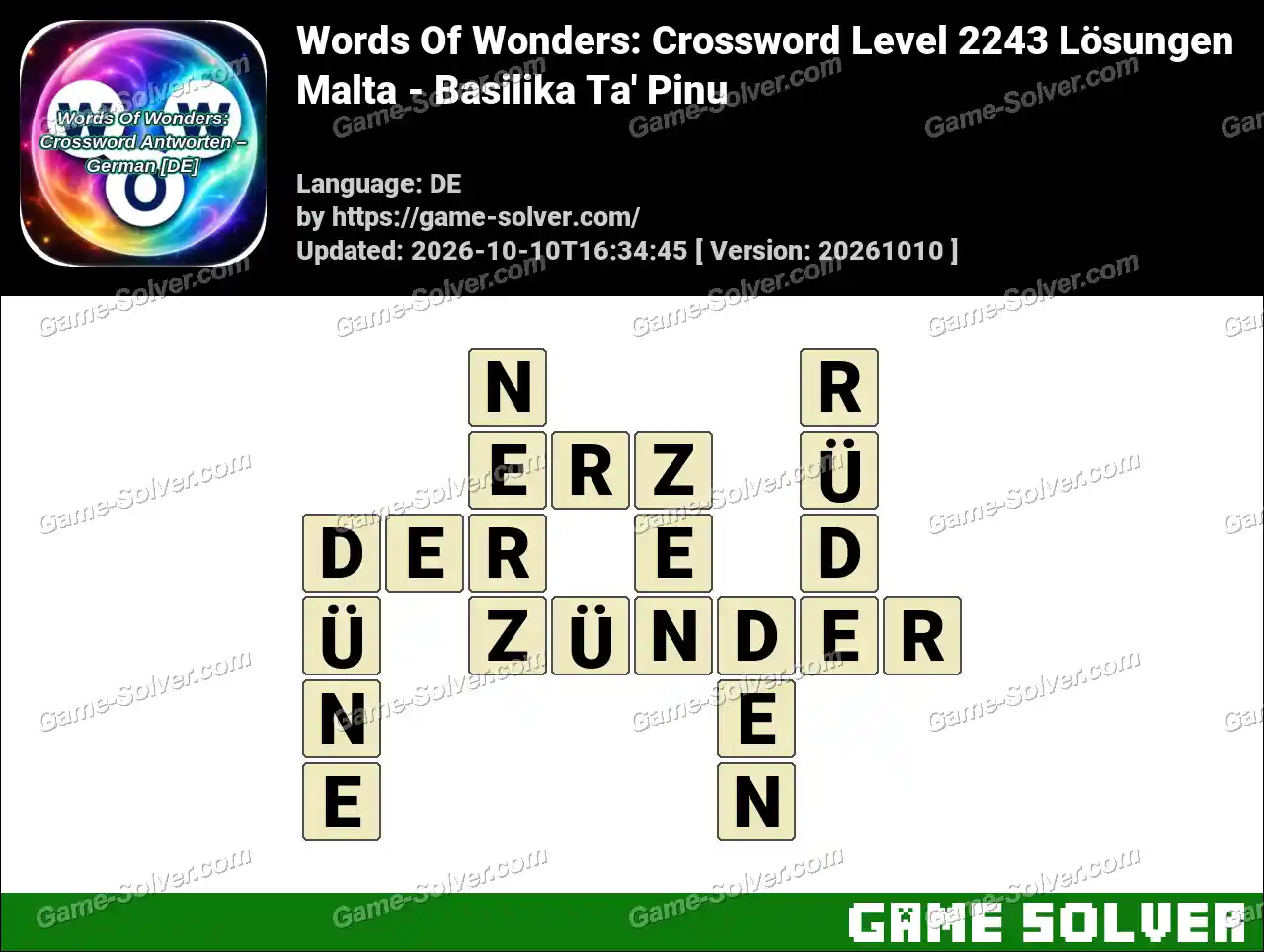 Words Of Wonders: Crossword Level 2243 Lösungen – Malta – Basilika Ta’ Pinu